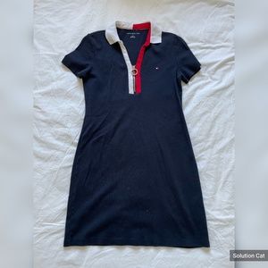 Tommy Hilfiger Navy Blue Quarter-Zip Collared Dress - S